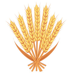 A vector design of rice with gold and leaves on a white background
