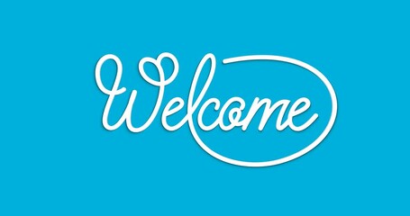 Welcome text animation. Handwriting animated text in white color with alpha channel. Great for an opening something content animation or for a welcome greeting on your video. Transparent background