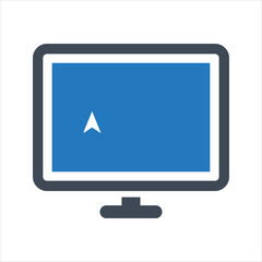 Mouse cursor icon, monitor icon