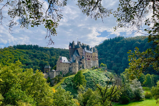 Old German Medieval Eltz Castle Located on the Hills in the Forest