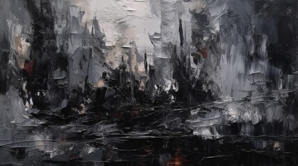 Closeup of abstract rough black gray dark colored art painting texture, with oil brushstroke,...