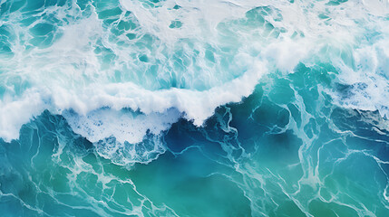Fototapeta na wymiar Splashing Ocean Waves: An Aerial View Crafted with Generative AI