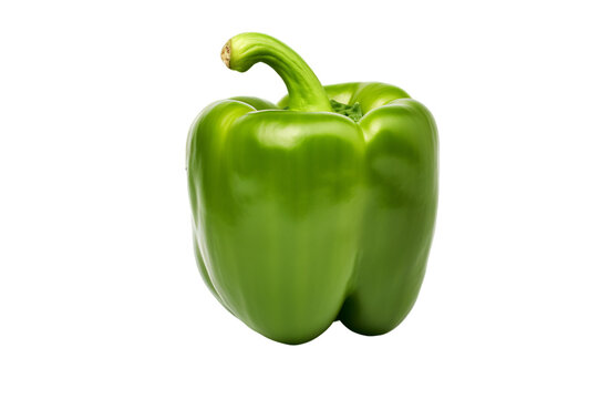 green sweet capsicum, bell pepper, paprika isolated on a transparent background, big chili image PNG