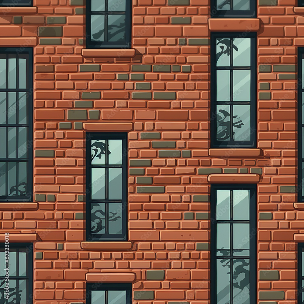Poster brick wall with window frames pattern