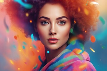 Obraz na płótnie Canvas beautiful woman with creative makeup beautiful woman with creative makeup beautiful young woman with colorful hair