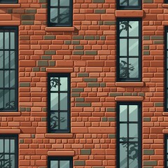 Brick Wall with Window Frames Pattern