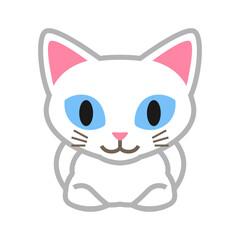 White cat loaf position, front view - cartoonish clip art