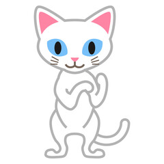 Standing White cat - cartoonish clip art