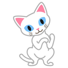 Dancing White cat - cartoonish clip art
