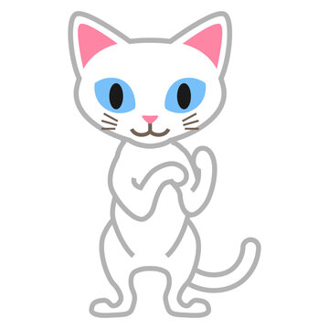 Standing White cat - cartoonish clip art