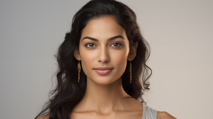 Fototapeta premium Indian model with natural beauty with minimum makeup, studio shot