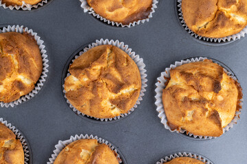 hot homemade cupcakes after cooking