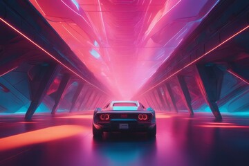 3d rendering of a futuristic sci - fi futuristic concept with a car on a background 3d rendering of a futuristic sci - fi futuristic concept with a car on a background 3d illustration of a futuristic  - obrazy, fototapety, plakaty