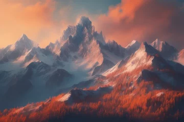 Photo sur Plexiglas Matin avec brouillard 3d illustration - beautiful mountains 3d illustration - beautiful mountains beautiful landscape with mountains and clouds
