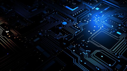 Obraz premium Blue cyber circuit future technology concept background. 