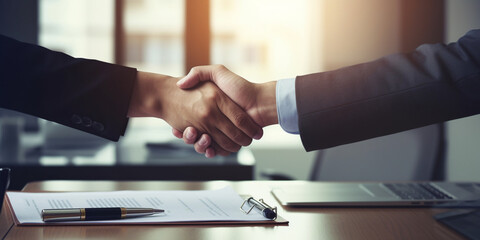 conclusion of an agreement, shaking hands as a sign of agreement