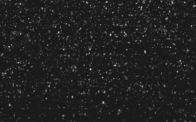 Flying rain or snow on black background