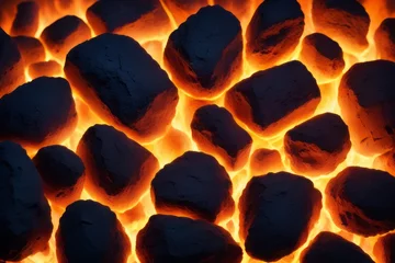 Rolgordijnen close up of burning firewood close up of burning firewood burning wood texture background © Shubham
