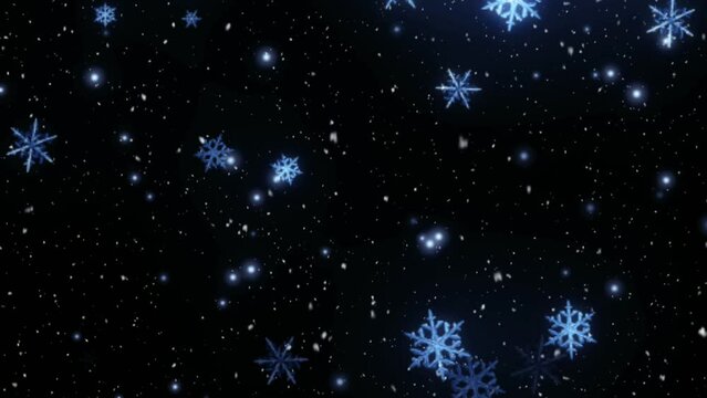 Crystal Snowflakes in Motion. Winter's Crystalline Beauty. Christmass background