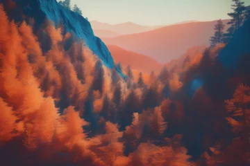 Foto op Canvas mountain landscape. beautiful mountain forest. sunset in the mountains. colorful autumn forest.mountain landscape. beautiful mountain forest. sunset in the mountains. colorful autumn forest.beautiful  © Shubham