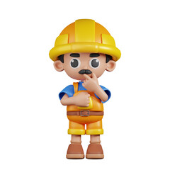 3d Character Builder Curious Poses. 3d render isolated on transparent backdrop.