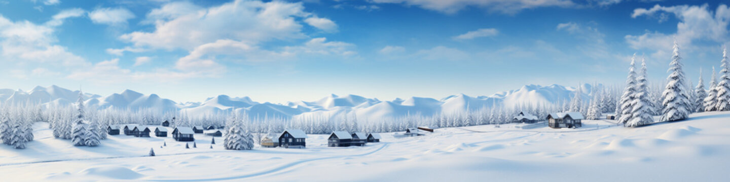 New Year banner with a picture of a snowy landscape