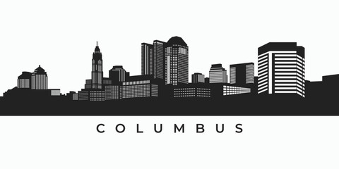 Columbus city skyline silhouette. Aerial view of downtown Ohio United states illustration - obrazy, fototapety, plakaty