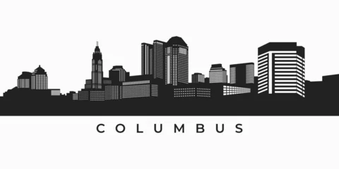 Fotobehang Columbus city skyline silhouette. Aerial view of downtown Ohio United states illustration © Budypiasa