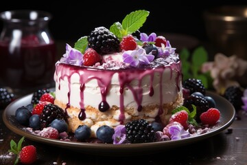 Fototapeta na wymiar Homemade berry cheesecake
