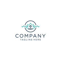 Company logo with wave yoga icon