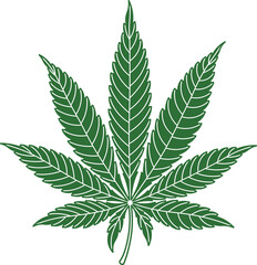 Cannabis leaf illustration clip art. Transparent background hand drawn marihuana icon design icon template blank.  - obrazy, fototapety, plakaty