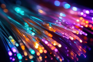 Vibrant Fiber Optics Colorful Technological Background