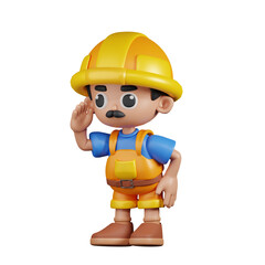 3d Character Builder Looking for Something Pose. 3d render isolated on transparent backdrop.