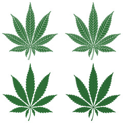 Cannabis leaf illustration clip art leaves  set. Transparent background hand drawn marihuana icon design icon template blank. 
