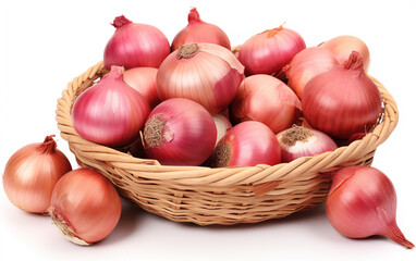 Onions on a white background, studio shot
