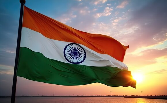 flag of India in commemoration of the republic day in January, concept history