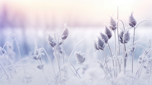 Frozen tree Branch background. Hello winter concept. Frost snow covered branches. snowy hoarfrost forest close-up Wallpaper, poster. Beautiful Amazing nature scene. Winter wonderland. Idyllic nature..