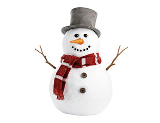 Merry snowman in a hat and scarf, cut out