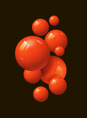 Composition of flying spheres, vector graphics.
Futuristic background, 3D. Space for copying.