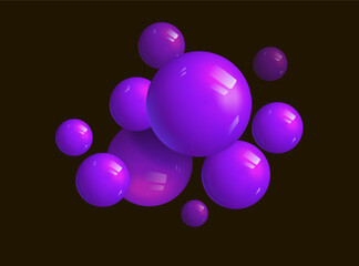 Composition of flying spheres, vector graphics.
Futuristic background, 3D. Space for copying.