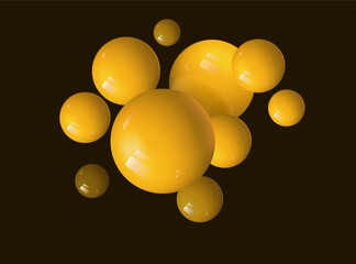 Composition of flying spheres, vector graphics.
Futuristic background, 3D. Space for copying.