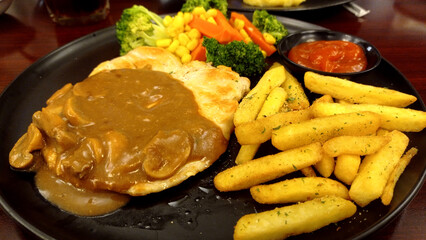 Mushroom sauce Chicken steak