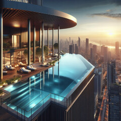 Naklejka premium Luxurious house with rooftop pool