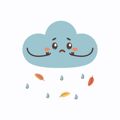  Weather cartoon character cute autumn cloud crying rain