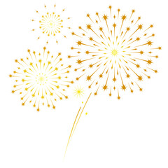 illustration of a fireworks. golden fireworks vector for new year - obrazy, fototapety, plakaty