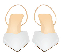 White  woman sandal. vector illustration