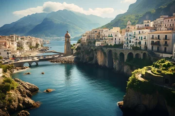 Foto auf Acrylglas Strand von Positano, Amalfiküste, Italien Landscape with nature of Atrani city
