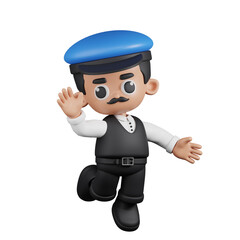 Obraz premium 3d Character Driver Happy Pose. 3d render isolated on transparent backdrop.