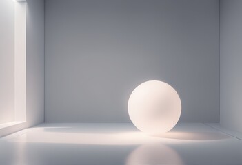 3d illustration of a abstract background of a glass sphere with a glowing ball 3d illustration of a abstract background of a glass sphere with a glowing ball white interior with a large window