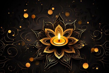 Abstract decorative wallpaper with black pattern resembling Diwali festival concept. Generative AI